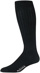 Boardroom Socks Men's Over the Calf Merino Wool Ribbed Dress Socks (Black)