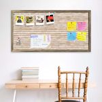 ArtzFolio Natural Texture | Bulletin Board Notice Pin Board | Vision Soft Board Combo with Thumb Push Pins & Sticky Notes | Antique Golden Frame | 30 x 15 inch (76 x 38 cms)