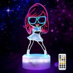 COVER JOY 3D Illusion Taylor Night Light: Cool 3D Lamp with Remote 7 RGB Color Changing, TS Fans Merch Gifts for Girls Music Lover Christmas Birthday Party Decorations