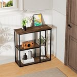 WOHOMO Console Table Small Entryway Table with Storage Shelves 30cm Narrow Sofa Table Modern Hallway Table for Living Room 80 x 30 x 80cm,Walnut