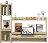 Pmnianhua Floating Desk,Wall Mounted Table Folding Fold Down Laptop Computer Desk with Storage Shelves for Wall Bedroom Small Space (Burlywood-YM-Left)