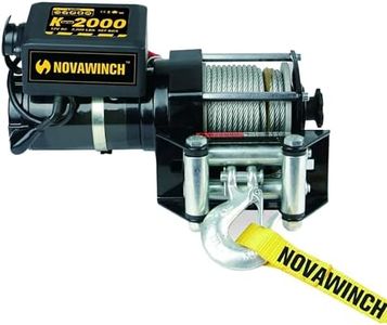 Novawinch K-Series 2000 lb Electric Winch - 12V Utility Single Line Pull - Compact All Metal Chassis with Steel Wire Rope - 4 Way Roller Fairlead Dynamic Mechanical Brake 153:1 Planetary Gear Ratio