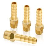 KOOTANS 4pcs 1/4" Hose Barb to 1/8 NPT Male Brass Quick Coupler Air M Type Fitting Quick-Connect Fitting