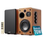 MAJORITY Bluetooth Active Bookshelf Speakers | Powered Stereo Speakers, USB Playback and Charging | HDMI ARC, Optical, Phono, Aux | Turntable Speakers & Extra Bass D70X Active (Walnut)