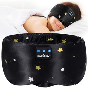 MUSICOZY Mulberry Silk Bluetooth Sleep Mask with HD Stereo Sound, Wireless Sleep Headband Headphones for Side Sleepers, Adjustable Size, Total Light Blocking, Perfect for Travel Relaxation Sleep