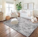 Calore Area Rugs 3×5 for Living Room Bedroom Kids Room Nursery Soft Shaggy Comfy and Fluffy Rug Modern Carpet Indoor Floor Mat Anti-Skid Rugs Home Decor (Grey White,4×5.3 feet)