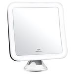 Fancii 10x Magnifying Lighted Makeup Mirror - Daylight LED Travel Vanity Mirror - Compact, Cordless, Locking Suction, 163mm Wide, 360 Rotation, Portable Illuminated for Bathroom - Mira (10X)