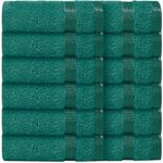 Casabella Face Towels-100% Cotton 12 Pack Set of Flannel Face Cloths Soft & Absorbent Fingertip Towels Perfect for Cleansing & Makeup Removal Premium Quality Washcloths 30x30cm-Jade Green Face Flannel