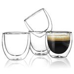 P-PLUS INTERNATIONAL 4 Pack Espresso Cups, 80ml Double Wall Thermo Insulated Espresso Cups, Glass Coffee Cups (Pack of 4)