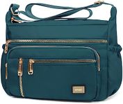 NPBAG Crossbody Bag for Women, Nylon Shoulder Purse Handbag Messenger Bag, Trendy Pocketbooks, Waterproof and Multi-Pockets (Teal Blue)