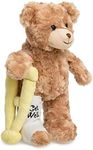 Jolitee Recovery Bear Gifts for Kids and Adults, Teddy Broken Arm Broken Leg, Get Well Stuffed Animal Teddy Bear with Left or Right Arm Cast Sling 10.5 inches (Broken Leg Teddy Bear)