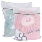 Vivifying Mesh Laundry Bag, 2 PCS Large Washing Machine Bag with Zip, 23 x 19 inch Coarse Net Washing Bag for Delicates,Clothes (White)