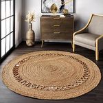 Natural Jute Woven Safari Rug Hand Braided Round Area Rug for Home Décor Reversible Rugs for Kitchen Living Room Entryway 90 CM