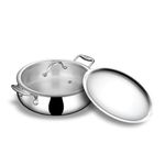Stahl Artisan Triply Stainless Steel 28 cm 5.5L Biryani Handi with Dual lid, Steel Lid for Dum & Glass Lid for Serving | Biryani Pot, Gas & Induction Compatible | Non-Toxic, Less Oil, Stick Resistant