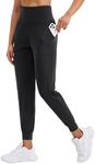 Willit Women's Athletic Joggers Pants Running Workout Sweatpants Yoga Tapered Lounge Pants with Pockets Black L