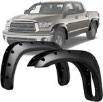 LEDKINGDOMUS Fender Flares Kit Compatible with 2007-2013 Toyota Tundra, Front Rear Wheels UV Protected Dura-Flex Material Smooth Black Finish Pocket Rivet Style