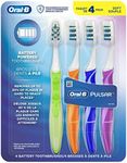 Oral-B Pulsar 3D White Battery Powered Toothbrushes with Bacteria Guard Bristles, Remove 90% of Plaque - 4-pack