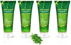 Vaadi Herbals Organic Neem Face Wash With Tea Tree Extract - Daily Facial Cleanser For Deep Pore Cleansing Detoxifying And Smooth Skin. Anti Acne Face Wash For Dry, Sensitive Skin, Oily-Acne Prone Skin All Natural Ingredients Sulfate Free Paraben Free Value Pack Of 4x 60 Ml