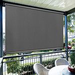 Amagenix Outdoor Roller Shades 8'(W) x 8'(H), Exterior Cordless Patio Shades Roll up Outdoor Blinds for Porch Gazebo, Grey