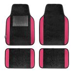 FH Group Automotive Floor Mats Universal Fit Premium Carpet fits Most Cars, SUVs, and Trucks with Driver Heel Pad, Full Set Pink