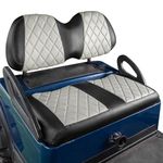 NOKINS Golf Cart Diamond Seat Covers Kit, Fit for Club Car Precedent OEM Ordinary Front Seat Cushion, Golf Cart Vinyl Seat Cover, No Nails Required (Oyster Gray and Black