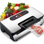 VEVOR Vacuum Sealer Machine, 90Kpa 130W Powerful Dual Pump and Dual Sealing, Dry and Moist Food Storage, Automatic and Manual Air Sealing System with Built-in Cutter, with Seal Bag and External Hose