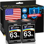 Cartlee 2 Black Remanufactured 63XL 63 XL High Yield Ink Cartridges For HP Envy 4512 4520 DeskJet 3632 2130 1110 1111 1112 2132 3630 3634 3637 3636 OfficeJet 3830 3833 4650 4655 4652 5255 5258 Printer