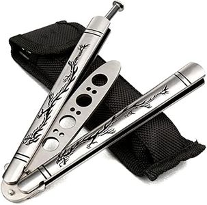 Yuzlder Practice Butterfly Knife, Stainless Steel Balisong Trainer Unsharpened Blade with Spring Latch, Smooth Action Butterfly Knife Trainer