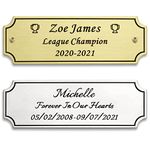 3"W x 1"H, Custom Elegant Engraved Plate, Personalized Memorial Name Plate for Trophy, Frames, Urn, Brass or Stainless Steel Laser Engraved Plaque with Adhesive Backing or Screws (Silver, Gold)