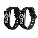 kwmobile Straps Compatible with Huawei Band 9 / Band 8 Straps - 2X Replacement Silicone Watch Bands - Black/Dark Green