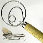 The Original Kitchen Cooperative LARGE 14.5" Stainless Steel Dutch Style bread dough whisk for pastry, pizza. Great alternatives to a blender, mixer or hook