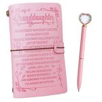 To My Granddaughter's Gift, Pink Journal with Heart Diamond Pen, Refillable Notepads, Personalised Diary Notebook for Girls, Christmas Birthday Anniversary Graduation Gifts for Granddaughter