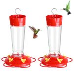 Urban Deco Hummingbird Feeder, Glass Bird Feeders, 5 Feeding Stations, 10-Ounce Nectar Capacity (2 Pack-feeders)