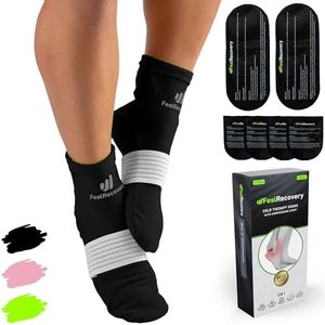 Bolsa Gel Frío para Pies Hinchados - Calcetines para Terapia de Frío y Calor Reutilizables - Compresa Calcetín para Dolor del Talón, Fascitis Plantar, Terapia de Quimioterapia (S/M, Negro)