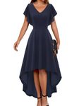 DRESSTELLS Formal Wedding Guest Dresses for Women 2024 Cocktail Party, Modest Homecoming Prom Gown Evening Dress, Navy, Medium