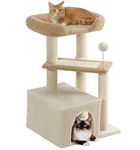 Made4Pets Cat Tower with Scratching Post Sisal-Covered, Sisal Scratching Board & Large Perch Cat Tree with Cat Condo & Ball Cat House Multi-Level for Indoor Kitten&Medium Cats-Brown