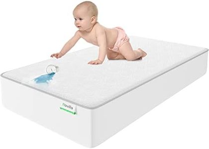 Novilla Waterproof Crib Mattress Protector 52" X 28" Cooling Breathable Bamboo Air Fabric Mattress Cover, Baby Mattress Protector Fits Crib Bed Up to 9 ", Washable & Noiseless, White (AC-NV0MP803-C)