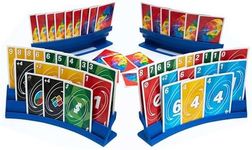 BORICO Card Holders for Playing Cards - 4 Pack Playing Card Holder for Kids and Adults,Stackable Storage Game Card Tray for Arthritis Patients with a Travel Pouch (Blue)