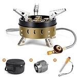 Odoland 11000W Camping Gas Stove Windproof Adjustable Lightweight Backpacking Stove Burner Portable Camp Propane Stove for Outdoor Camping Hiking,Khaki