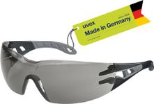 Uvex Pheos Safety Glasses - Anti-scratch Anti-fog Coating - Black-Grey Tinted Lenses - incl. Lens Cleaning Cloth