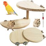 kathson Hamster Standing Platform Rat 2-Level Natural Wood Pedal Gerbil Round Standing Board Squirrel Cage Accessories Dwarf Hamster Activity Toys for Chinchilla Bird Parrot Mouse 3PCS