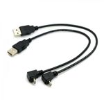 Cablecc 2pcs/lot USB 2.0 Male to Micro USB Up & Down Angled 90 Degree Cable 30cm for Cell Phone Tablet,Black (Up Angled+Down Angled)