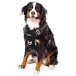 Funfox Dog Harness No Pull Pet Harness, Adjustable Dog Vest for Easy Walking, Breathable Oxford Material, Reflective Strips with Metal Front Clip for Control Extra Large Dogs Black