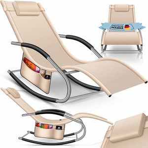 KESSER® Chaise Longue Couchage Relax Transat Suspendu | Chaise Longue de Jardin | Chaise de Jardin | Chaise Pliante Pliable | Chaise Longue | Fauteuil à Bascule | Fauteuil Relax, Beige