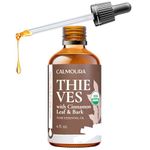 CALMOURA Organic Thieves Essential Oil — USDA Certified Therapeutic Grade Thieves Oil — (4 oz | 118 ml) — Five Guards Immune Support Organic Essential Oil Blend of Clove, Cinnamon, Rosemary, Lemon and Eucalyptus