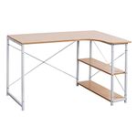 WOLTU Computer Desk Light Oak+White Office Desk Workstation L-Shaped Study Writing Desk Computer PC Laptop Table Workstation Dining Gaming Table for Home Office TSB11hei