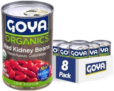 Goya Organic Red Kidney Beans, Low Sodium with Sea Salt, 15.5 Ounce (Pack of 8)