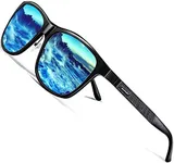 ROCKNIHGT Fishing Polarized Sunglasses for Men Women Blue Mirrored Sunglasses Men Beach Outdoor Al-Mg Big Head Sunglasses