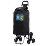 Hoppa Shopping Trolley on Wheels | 6 Wheel Stair Climbing Trolley Cart 3 Pivot Wheels Foldable | 47L Large Capacity Grocery Cart Lightweight | Pull Along Collapsible Shopping Bag with Pocket & Cover