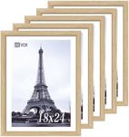 VCK 18x24 Oak Wood Frame for Poster & Picture, Natural Solid Wood Photo Frames 5 Pack, Wall Mounting Hanging